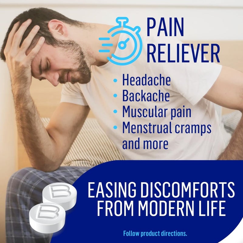 Bufferin Aspirin 325mg, Pain Reliever & Fever Reducer, with 3 Buffering Agents Relieves 7 Types of Pain: Headaches, Back Ache, Arthritis, Muscle Aches & More, for Adults, 130 Coated Tablets, 3 Pack - Image 2